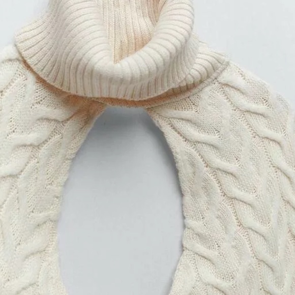 Zara knit arm warmer sweater size medium beige NWT - Picture 6 of 9